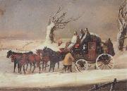 Henry Alken Jnr The Bath To London Royalmail Coach in the snow oil